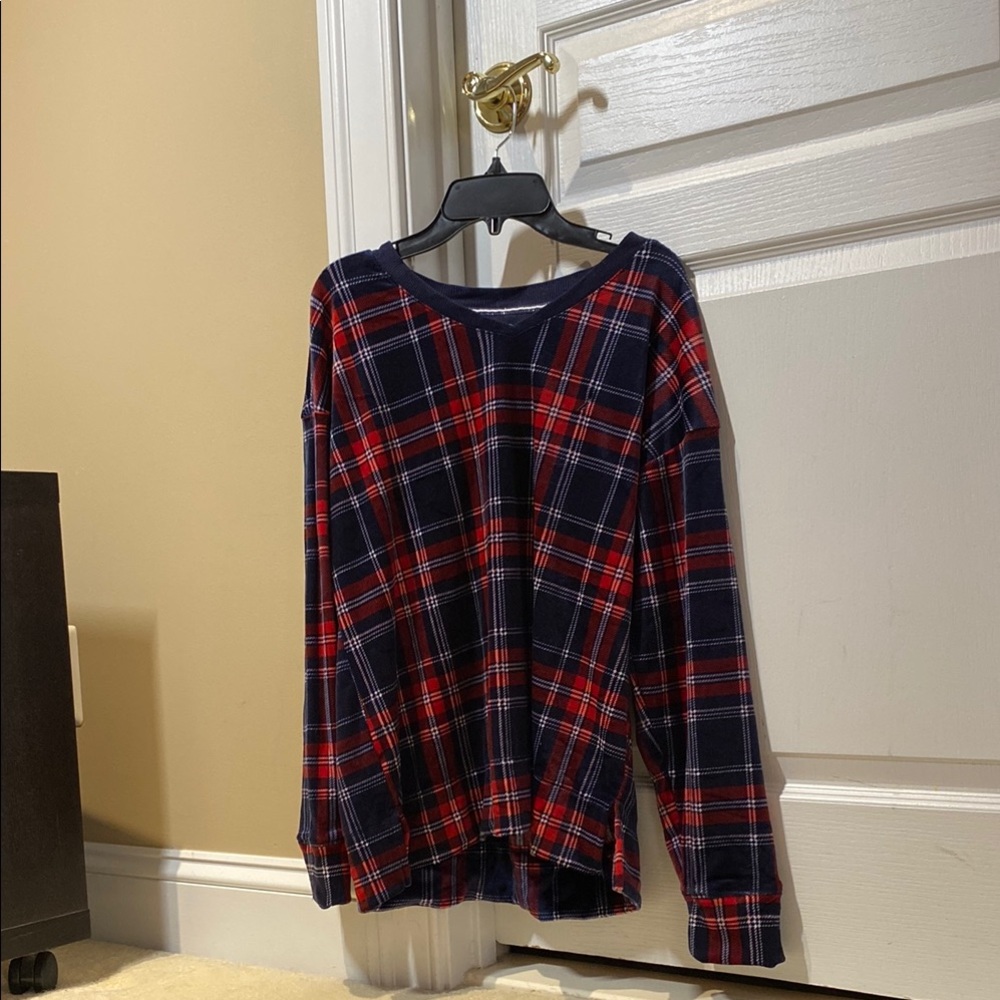 Plaid Long Sleeve Shirt and Pajama Pants